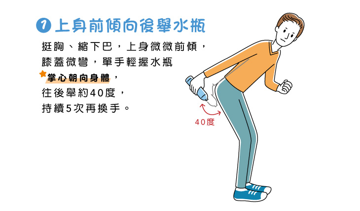 輕鬆健身 上身前傾向後舉水瓶